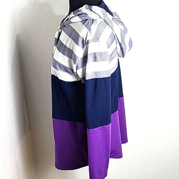 Purple, Navy with White Stripe Hoodie Top, Size Medium - Picture 4 of 7